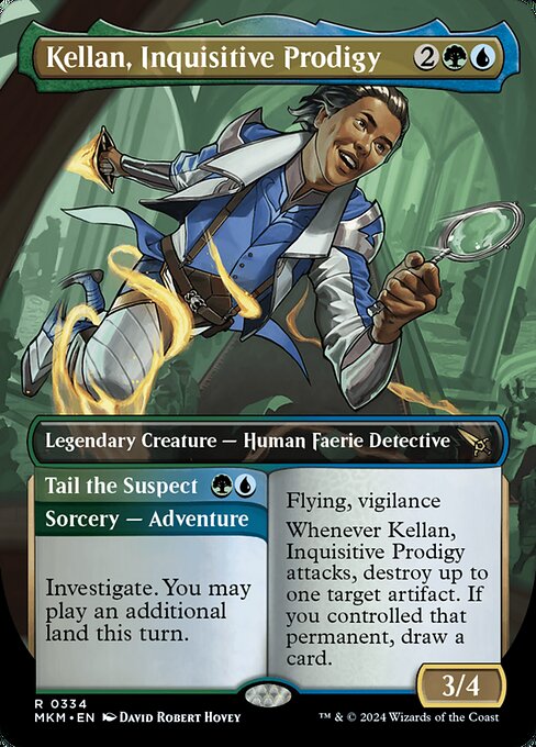 Murders at Karlov Manor - 334 - Kellan, Inquisitive Prodigy // Tail the Suspect - Rare - UG - Foil